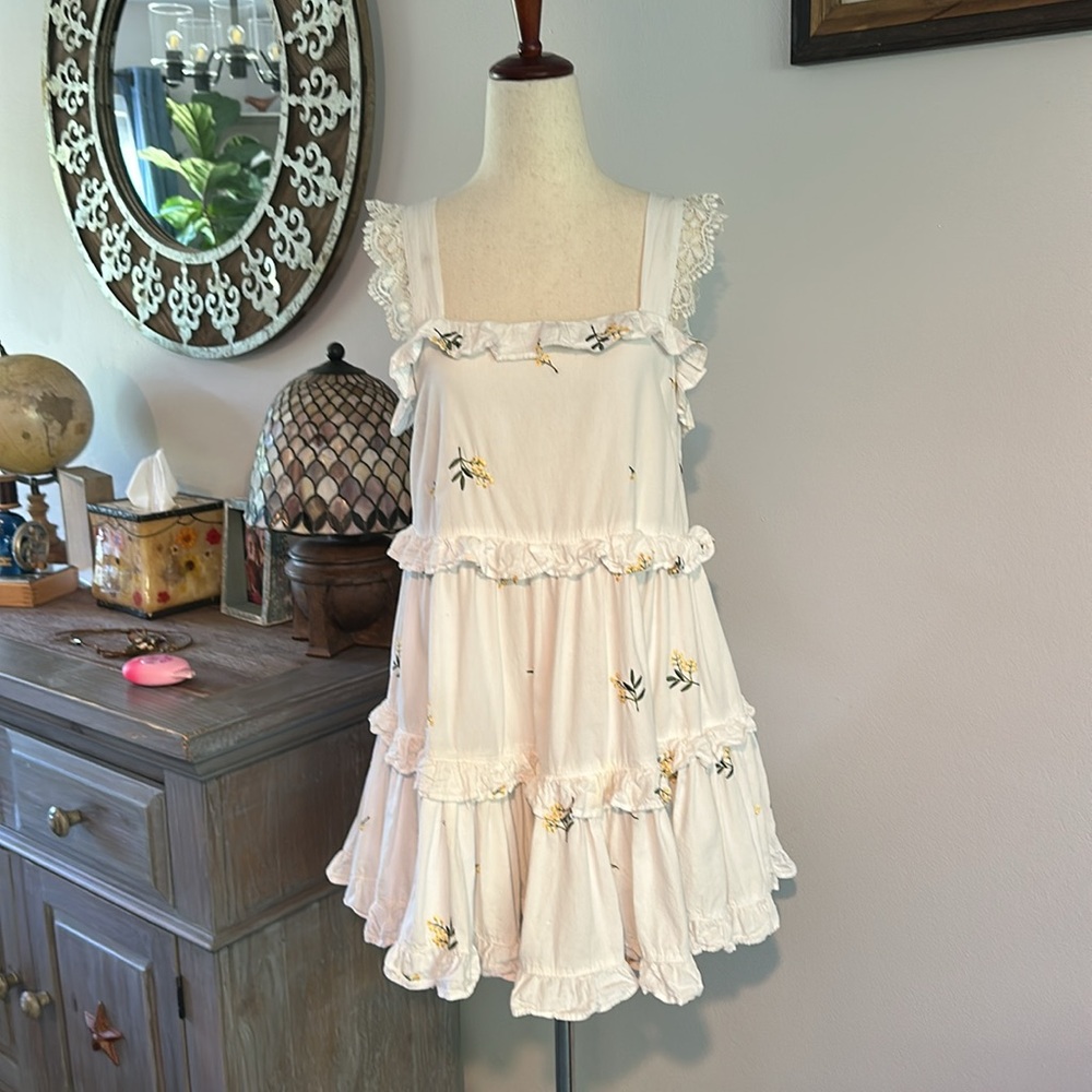 BEING DELETED g.p.d Tiered Embroidered Mini Dress - Picture 3 of 6